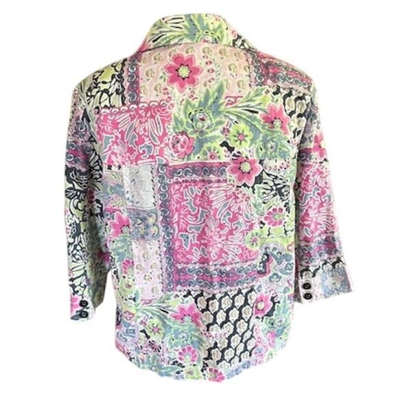 Allison Daley Petite Button-Up Blouse – Floral Patchwork – Size 14P - Picture 4 of 6